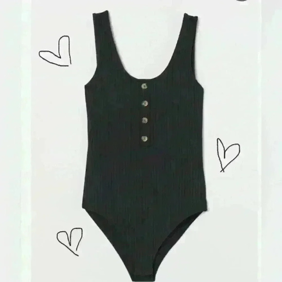 H&M Black Ribbed Bodysuit  size S‎ - Picture 1 of 5